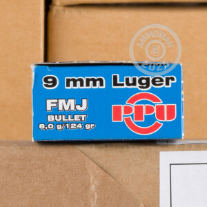 Image of 9mm Luger pistol ammunition at AmmoMan.com.