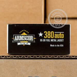 Photo detailing the 380 AUTO ARMSCOR 95 GRAIN FMJ (50 ROUNDS) for sale at AmmoMan.com.