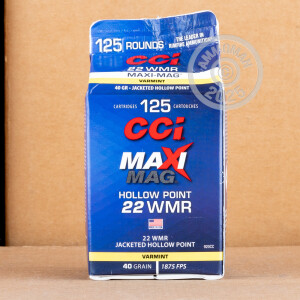 Image of 22 WMR CCI MAXI-MAG 40 GRAIN JHP (125 ROUNDS)