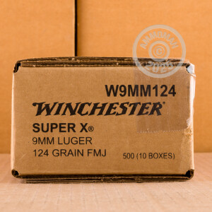 Image of the 9MM WINCHESTER SUPER-X 124 GRAIN FMJ (500 ROUNDS) available at AmmoMan.com.