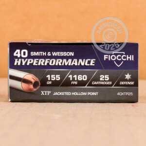 Photo detailing the .40 S&W FIOCCHI XTP 155 GRAIN JHP (500 ROUNDS) for sale at AmmoMan.com.