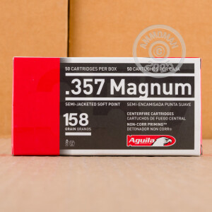 Photograph showing detail of .357 MAGNUM AGUILA 158 GRAIN JSP (50 ROUNDS)