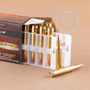 Photo detailing the 223 REMINGTON FEDERAL PREMIUM SIERRA MATCHKING GOLD METAL 69 GRAIN BTHP (20 ROUNDS) for sale at AmmoMan.com.