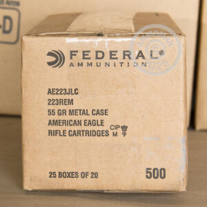 Photograph showing detail of .223 REMINGTON FEDERAL AMERICAN EAGLE 55 GRAIN FMJ-BT (20 ROUNDS)