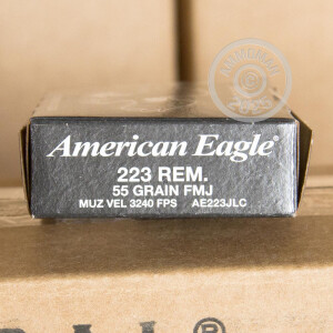 Photograph showing detail of .223 REMINGTON FEDERAL AMERICAN EAGLE 55 GRAIN FMJ-BT (20 ROUNDS)