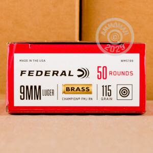 An image of 9mm Luger ammo made by Federal at AmmoMan.com.