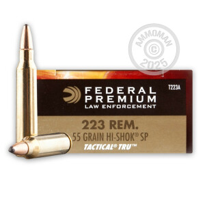 Image of the 223 REM FEDERAL LE TACTICAL RIFLE URBAN 55 GRAIN SP (500 ROUNDS) available at AmmoMan.com.