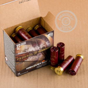 Photo detailing the 12 GAUGE FEDERAL HIGH OVER ALL 2-3/4" 1-1/8 OZ. #8 SHOT (25 ROUNDS) for sale at AmmoMan.com.