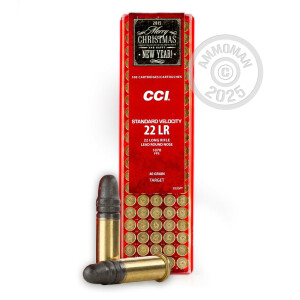  rounds of .22 Long Rifle ammo with Lead Round Nose (LRN) bullets made by CCI.