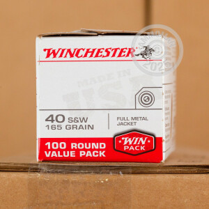 Photo detailing the 40 S&W WINCHESTER USA 165 GRAIN FULL METAL JACKET (500 ROUNDS) for sale at AmmoMan.com.