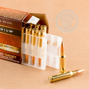 Photo detailing the 308 WIN FEDERAL GOLD MEDAL 168 GRAIN MATCHKING BTHP (500 ROUNDS) for sale at AmmoMan.com.