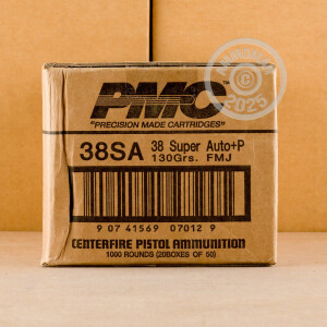 Photograph showing detail of 38 SUPER +P PMC BRONZE 130 GRAIN FMJ (1000 ROUNDS)