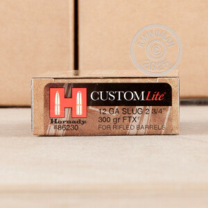 Photo detailing the 12 GAUGE HORNADY 2-3/4" 300 GRAIN FTX SABOT SLUG (5 ROUNDS) for sale at AmmoMan.com.