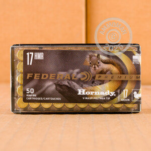 Image of the 17 HMR FEDERAL 17 GRAIN V-MAX (50 ROUNDS) available at AmmoMan.com.