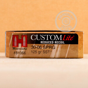 Image of the 30-06 SPRINGFIELD HORNADY CUSTOM LITE 125 GRAIN SST REDUCED RECOIL (20 ROUNDS) available at AmmoMan.com.