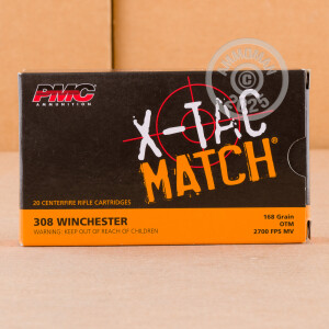 Photo detailing the 308 WIN PMC SIERRA X-TAC MATCH 168 GRAIN OTM (800 ROUNDS) for sale at AmmoMan.com.