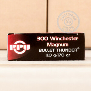 Photograph showing detail of 300 WIN MAG PRVI PARTIZAN BULLET THUNDER 170 GRAIN PSP (20 ROUNDS)