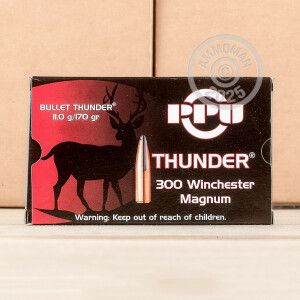 Photograph showing detail of 300 WIN MAG PRVI PARTIZAN BULLET THUNDER 170 GRAIN PSP (20 ROUNDS)