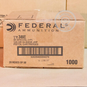 Photo detailing the 38 SPECIAL +P FEDERAL HI SHOK 125 GRAIN JHP (50 ROUNDS) for sale at AmmoMan.com.