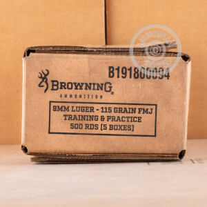 Image of the 9MM BROWNING 115 GRAIN FMJ (100 ROUNDS) available at AmmoMan.com.