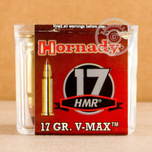 Image of the 17 HMR HORNADY V-MAX 17 GRAIN JHP (50 ROUNDS) available at AmmoMan.com.