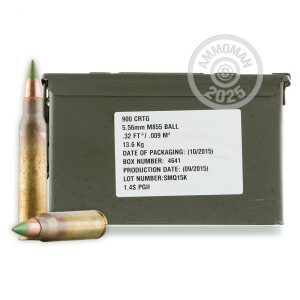 Image of 5.56x45mm rifle ammunition at AmmoMan.com.