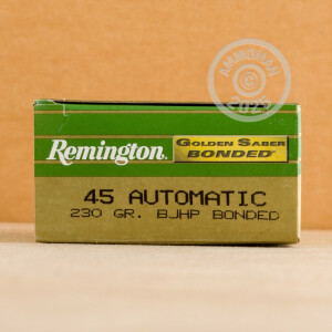 Photograph showing detail of 45 ACP REMINGTON GOLDEN SABER 230 GRAIN JHP (500 ROUNDS)