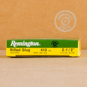 Photograph showing detail of 410 BORE REMINGTON SLUGGER 2-1/2" 1/5 OZ. RIFLED SLUG (250 ROUNDS)