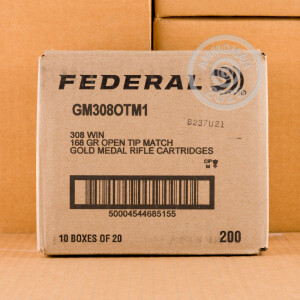 Photo detailing the 308 WIN FEDERAL GOLD MEDAL CENTERSTRIKE 168 GRAIN OTM (20 ROUNDS) for sale at AmmoMan.com.