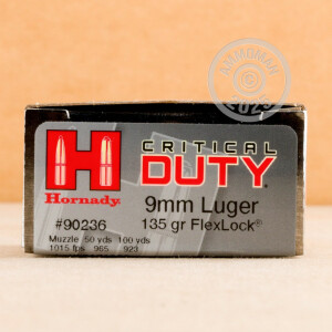 Image of 9MM HORNADY CRITICAL DUTY 135 GRAIN FLEXLOCK JHP (250 ROUNDS)