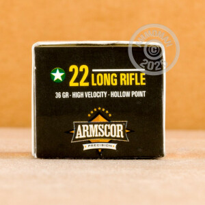 Photo detailing the 22 LR ARMSCOR 36 GRAIN HP (5000 ROUNDS) for sale at AmmoMan.com.