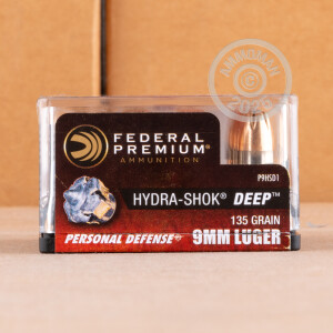 Photograph showing detail of 9MM FEDERAL HYDRA-SHOK DEEP 135 GRAIN JHP (20 ROUNDS)