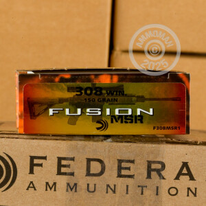 Photograph showing detail of .308 WINCHESTER FEDERAL FUSION MSR 150 GRAIN SP (20 ROUNDS)