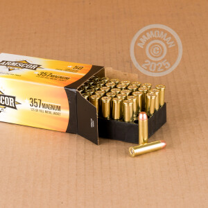 Image detailing the brass case and boxer primers on the Armscor ammunition.