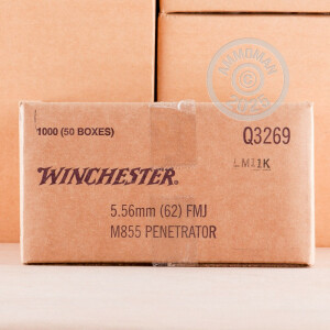 Photo detailing the 5.56 NATO WINCHESTER M855 62 GRAIN FMJ (20 ROUNDS) for sale at AmmoMan.com.