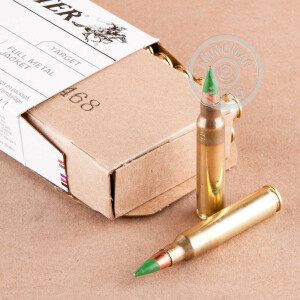 Photo detailing the 5.56 NATO WINCHESTER M855 62 GRAIN FMJ (20 ROUNDS) for sale at AmmoMan.com.