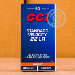 Photo detailing the 22 LR CCI STANDARD VELOCITY 40 GRAIN LRN (5000 ROUNDS) for sale at AmmoMan.com.