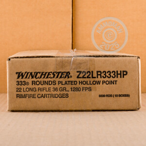 Photo detailing the 22 LR WINCHESTER USA 36 GRAIN CPHP (333 ROUNDS) for sale at AmmoMan.com.