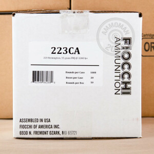 Photo detailing the 223 REMINGTON FIOCCHI CANNED HEAT 55 GRAIN FMJ (1000 ROUNDS) for sale at AmmoMan.com.