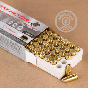 Image of 9mm Luger ammo by Winchester that's ideal for shooting indoors, training at the range.