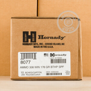 Photograph showing detail of 308 WINCHESTER HORNADY SUPERFORMANCE MATCH 178 GRAIN BTHP (20 ROUNDS)