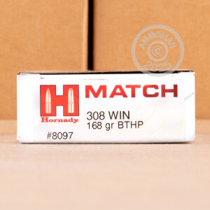 Image of 308 WIN HORNADY 168 GRAIN BTHP MATCH (200 ROUNDS)