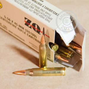 An image of bulk 5.56x45mm ammo made by ZQI Ammunition at AmmoMan.com.