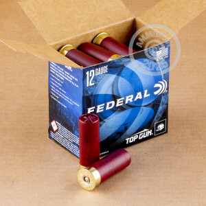 Photo detailing the 12 GAUGE FEDERAL TOP GUN 2 3/4" 1 -1/8 OZ #9 LEAD SHOT (250 SHELLS) for sale at AmmoMan.com.