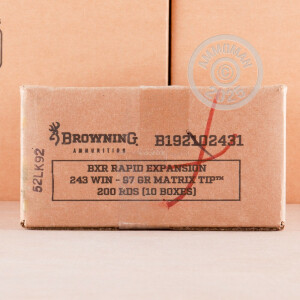 Photograph showing detail of 243 WIN BROWNING BXR 97 GRAIN RAPID EXPANSION MATRIX TIP (200 ROUNDS)