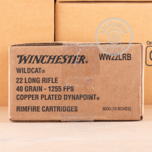 Photograph showing detail of 22 LR WINCHESTER WILDCAT 40 GRAIN CPHP (5000 ROUNDS)