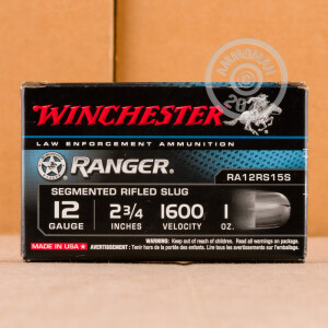 Photograph showing detail of 12 GAUGE WINCHESTER RANGER 2-3/4" 1 OZ. SEGMENTED RIFLED SLUG (5 ROUNDS)