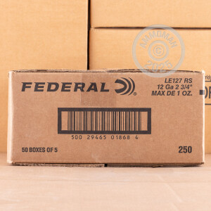 Image of the 12 GAUGE FEDERAL LE TACTICAL 2-3/4" 1 OZ. HYDRA-SHOK HP RIFLED SLUG (250 ROUNDS) available at AmmoMan.com.