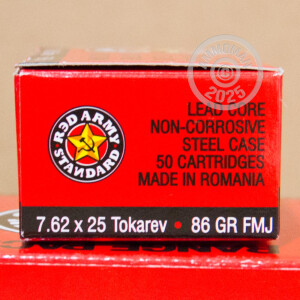 A photo of a box of Red Army Standard ammo in 7.62 x 25.