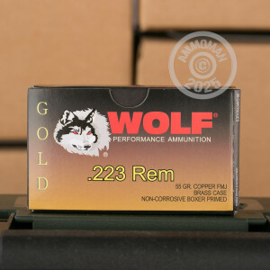 Image of 223 Remington ammo by Wolf that's ideal for training at the range.